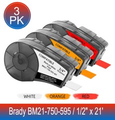 3PK M21-750-595-WT Label Tape For Brady BMP21 manufactured before Jun 2025