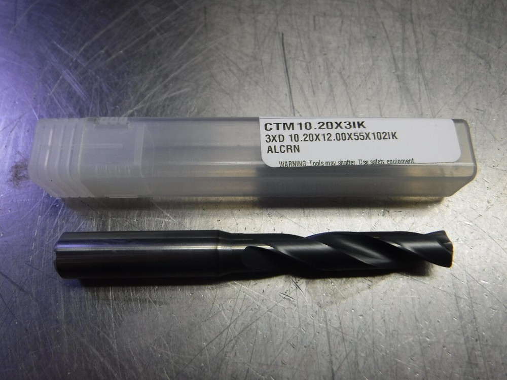 CTMI 10.20mm Coolant Thru Carbide Drill 3xd 10.20×12.00x55x102IK ALCRN (LOC3235)