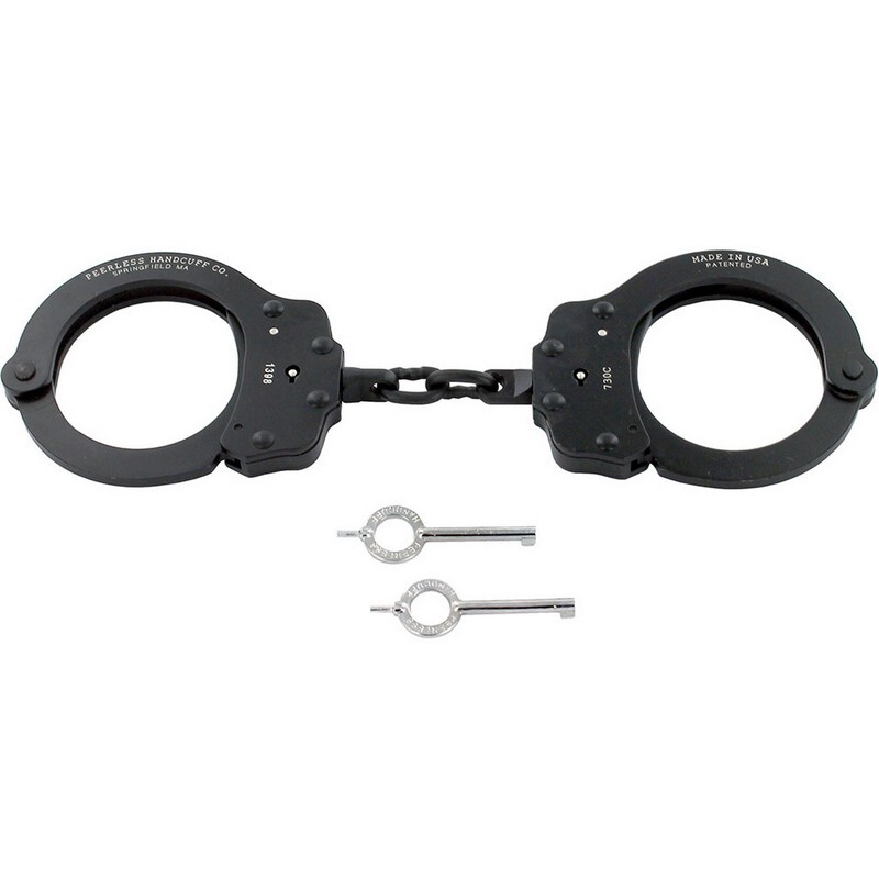 Peerless Model 730C Superlite Aluminum Chain-Linked Handcuffs & Keys, Black