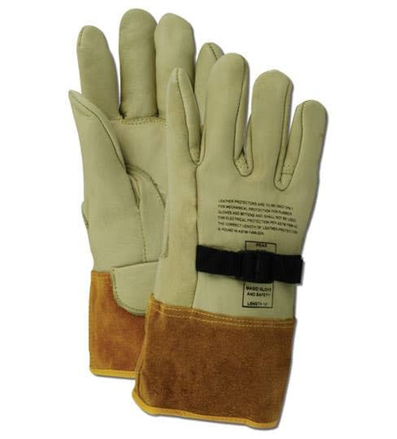 Powermaster 12″ High Voltage Leather Protector Gloves, 1 Pair, Size 9/Large (606
