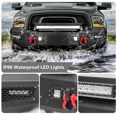 Front Bumper 2019-2024 2500 3500 Winch Plate LED Lights D-Rings Offroad Black