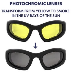 Birdz Eyewear Soar 24 Photochromic Safety Motorcycle Goggles for Men or Women