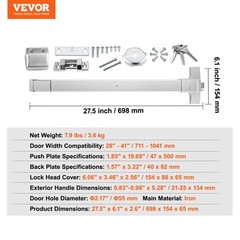 VEVOR Push Bar Door Locks Carbon Steel Panic Bars for Exit Doors Exterior Lever