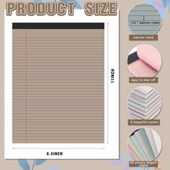 8 Pcs 8.5” x 11” Colored Legal Pad 50 Sheets Per Writing Pads Narrow Ruled …