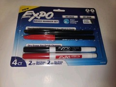 Expo 4 Count Fine Point Marker Set 2 Dry Erase 2 Wet Erase Black Red New