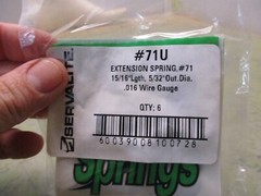 Bag of 6 Servalite #71U Extension Springs 15/16″ L 5/32″ OD .016awg [4*R-12.75]