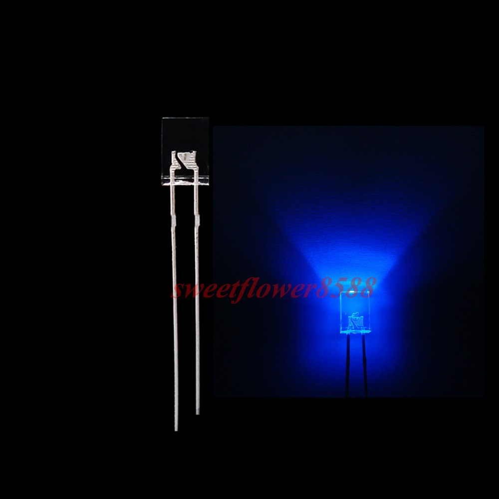 100pcs 2x5x7mm Blue Led Rectangle Rectangular Water Clear Light LED Lamp Bulb