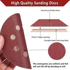 100PCS 5 Inch Sanding Disc 40 60 80 120 180 220 320 Grit Hook Loop Sandpaper Pad