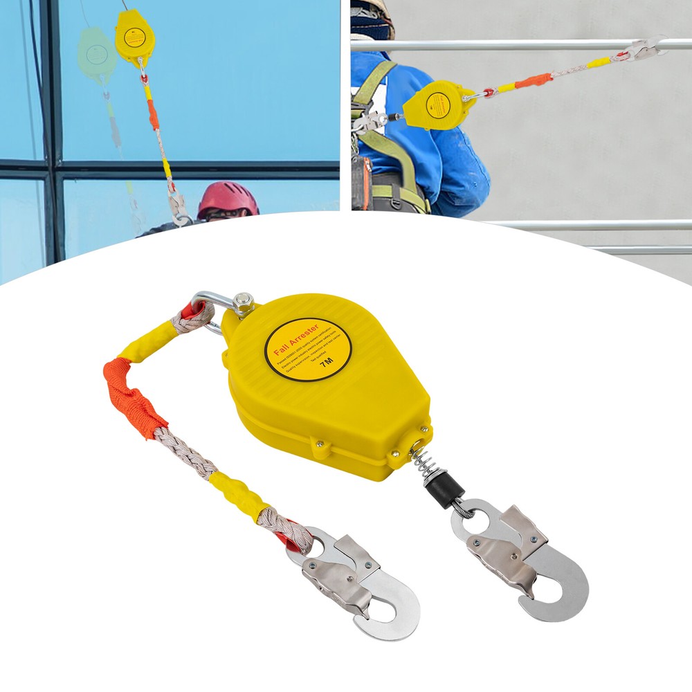 23ft Self Retracting Lifeline Lanyard Fall Arrester Protection+Hook Rope 330lbs