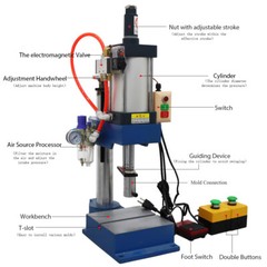 1100lbs/500kg Desktop Pneumatic Punch Press Machine with 2 Buttons & Foot Switch