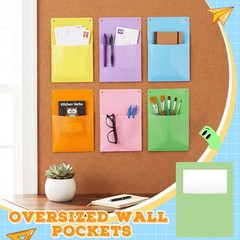 Fuutreo 12 Pcs Pastel Plastic Oversized Wall Pockets 12.6″ x 9.4″