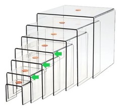 T’z Tagz Acrylic Risers – 3pc Set (3″, 4″, 5″) Colorful Tiered Display Stands