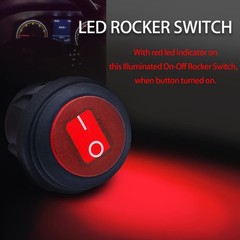 4PCS Waterproof Rocker Switch 12V Round Toggle Switch SPST 3 Pin ON Off Red L…