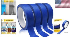 195ft Professional Blue Masking Tape, Acid-Free, Easy Removal – 4 Rolls