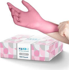 Pink Nitrile Disposable Gloves Esthetician Nail Tech Hair Dye & Stylist Cleaning