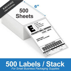 4×6 Thermal Labels 500/Stack, HUOJI Shipping 1 Stack | 500 Labels, White