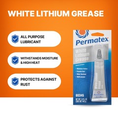 Permatex 80345 White Lithium Grease, 1.5 oz. Pack of 1, No Color