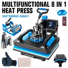 8 in 1 Heat Press Machine Digital Transfer Sublimation T-Shirt Mug Hat Plate Cap