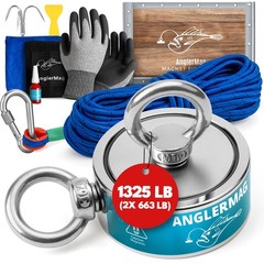 1250 lbs Magnet Fishing Kit AnglerMag Double Sided Magnetic Fishing Kit