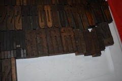 Vintage 2-1/2″ Wood Type Print Blocks Fancy Letters A-Z + Extras 119 Pcs.