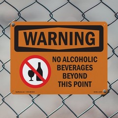 No Alcoholic Beverages Beyond This Point OSHA WARNING Sign, Decal 5 or 10 Pack