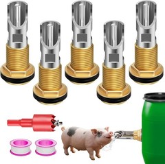 Pig Nipple Waterer 5 Pack Stainless Automatic Hog Drinker Barrel Kit Piglet Feed