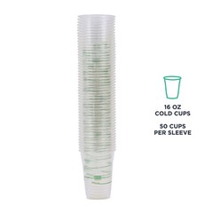 GreenStripe Clear Compostable 16oz PLA Plastic Cups, Case of 1000, Disposable…