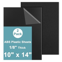 2Pack Black ABS Plastic Sheet 10″ X 14″ X 1/8″ Thick Black Rigid Thermoplastic S