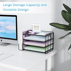 Compact Black Paper Organizer with Vertical File Holder – Ideal for Modern Desks