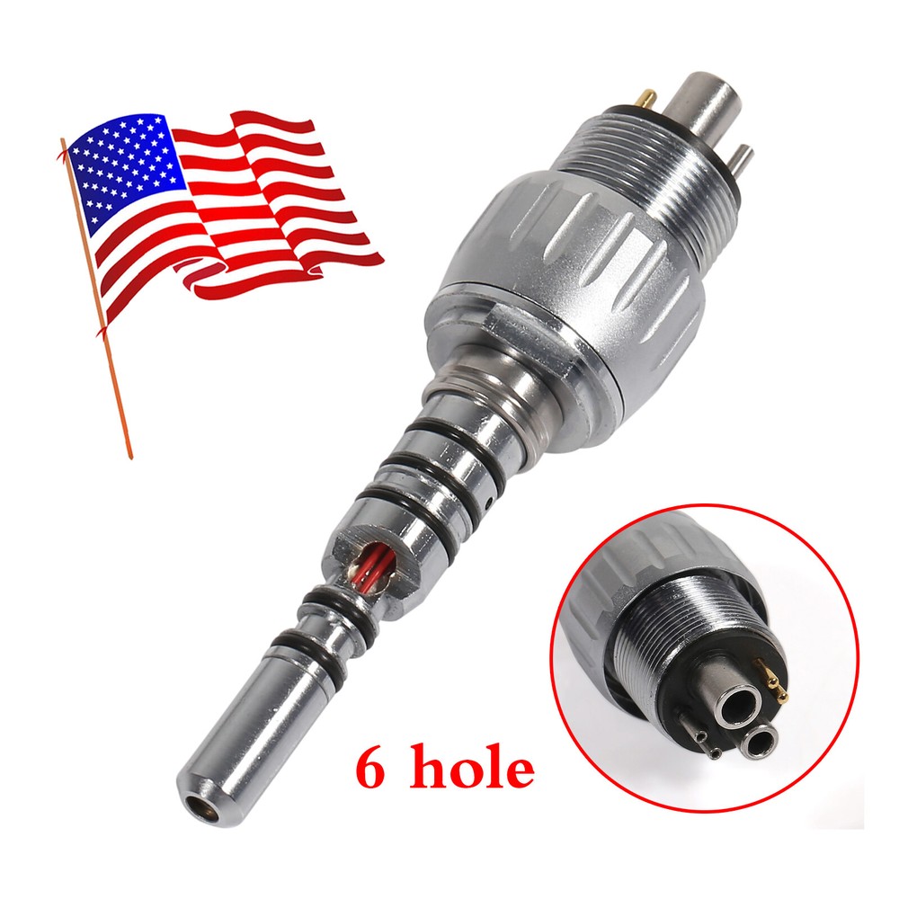 Dental Fiber Optic LED Standard Head Turbine Handpiece /6Hole Quick Coupler YB6
