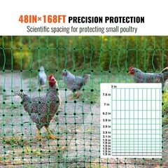 VEVOR Electric Netting Fence Kit PE Net Fencing 48″H x 168’L with Posts Spikes