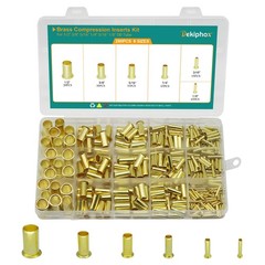 280PCS Brass Compression Insert，for Tube OD 1/8″ 3/16″ 1/4″ 5/16” 3/8″ 1/2″,…
