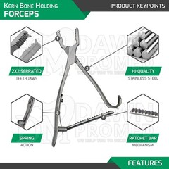 Kern Bone Holding Forceps 5 Pcs Set Ratchet Bar Orthopedic Instrument German Gr