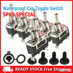 5Pcs Waterproof Toggle Switch w/ Cap SPST On-Off Heavy Duty for Car Boat Auto