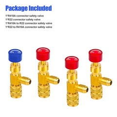 4pcs Air Conditioning Refrigerant Charging Valve, Safety Adapter for R22 R410A