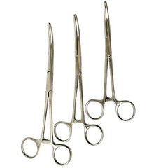 3 Pack – Curved Serrated Hemostat Forceps 6″ + 8″ + 10″ Stainless Steel
