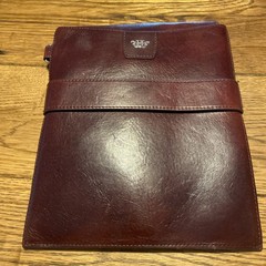 Bosca Soft Leather Pad Cover Dark Brown Vintage Envelope Closure No Strap