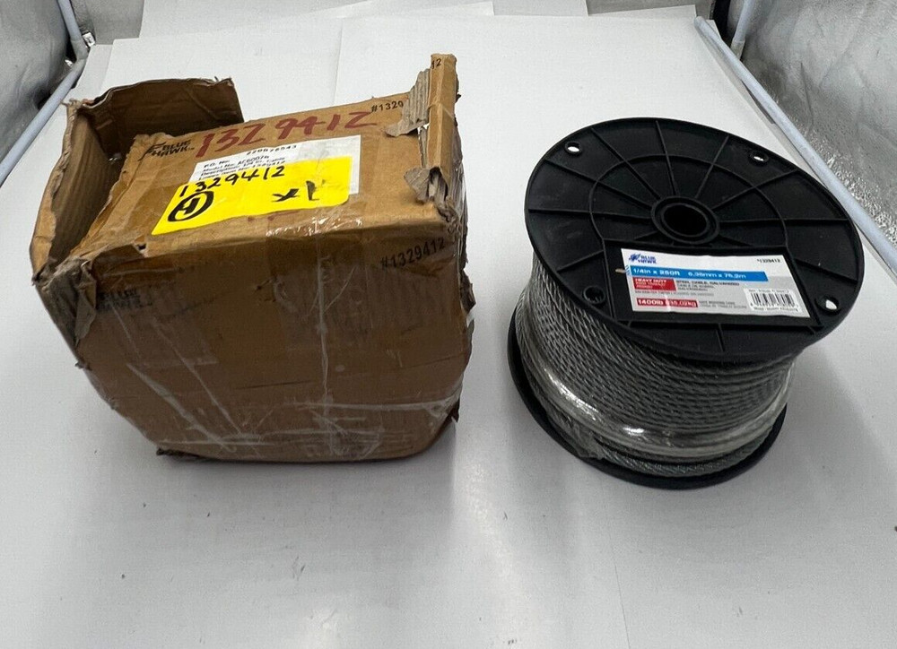 Blue Hawk 1329412 1/4″ x 250FT Steel Cable Galvanized Spool 1400lb Work Load