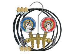 Mastercool 33518-TP – R600a, R290 & R134a 2-Way Brass Manifold Gauge Set with