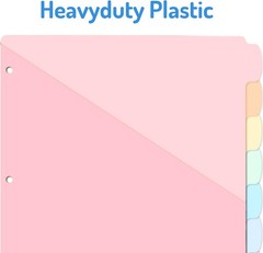 Multicolor 96 Count 8-Tab Plastic Binder Dividers with Pocket for LetterSize