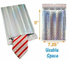 7×11 Holographic, Ice Blue Metallic Bubble Mailers, Padded Self Sealing Envelope