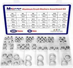 600 Pcs Aluminum Crush Washer Assortment Kit – 18 Sizes