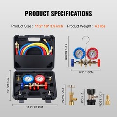 VEVOR AC Manifold Gauge Set 3-Way Fit R134A R12 R502 Refrigeration Charging