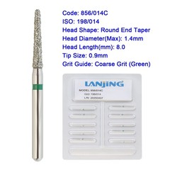 10pc Dental Diamond Burs 856/014C FG High Speed Bur Round End Taper Coarse Grit