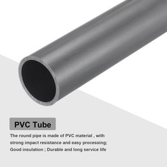PVC Rigid Round Pipe 28.8mm 1-1/8″ ID 34mm OD 350mm Light Grey High Impact