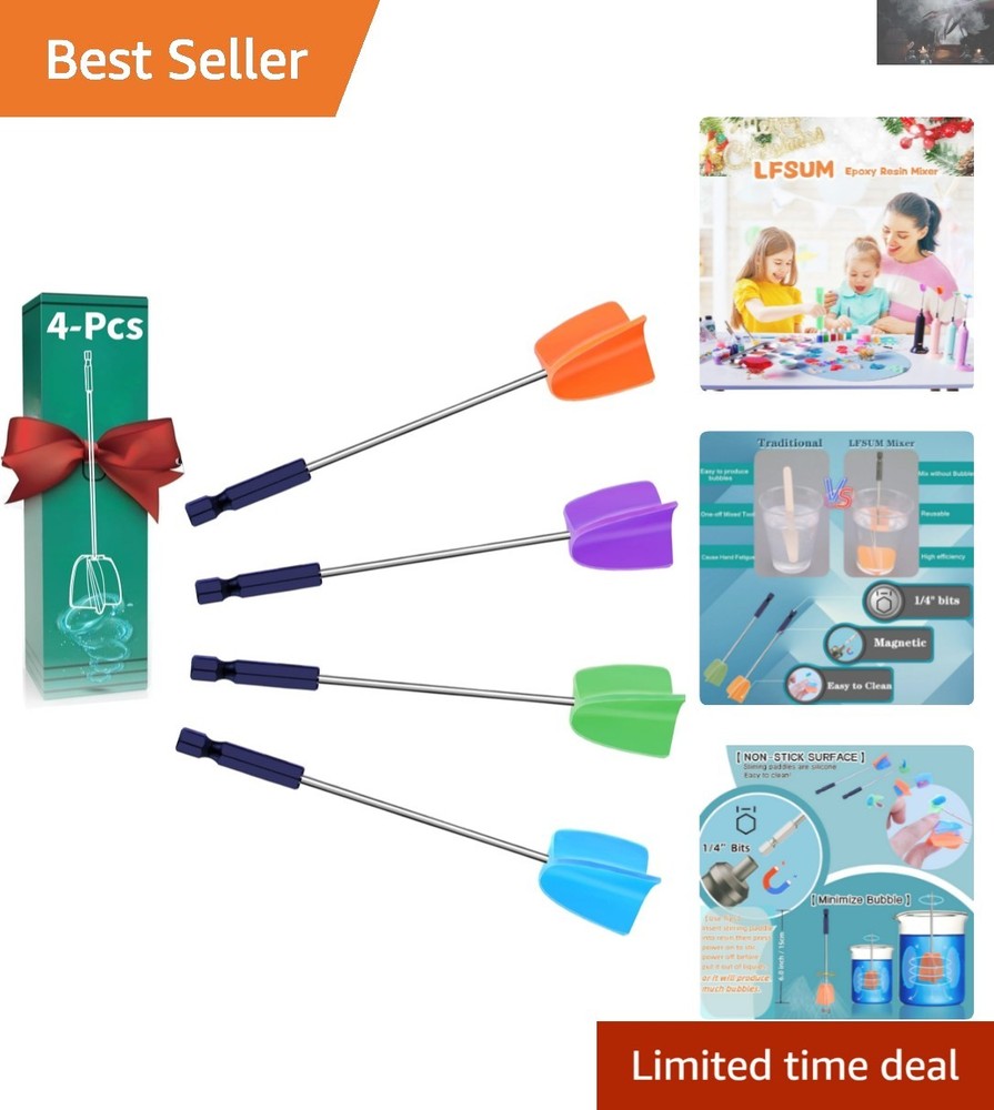 Versatile 4-Small Silicone Mixer Paddles for Stunning Paint & Resin Projects