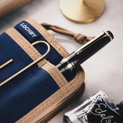 LOCHBY Pocket Journal Navy/Cream Notebook Cover | Water Resistant Waxed Canvas