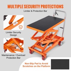 VEVOR Hydraulic Lift Table Cart 770 lbs Manual Double Scissor Lift Table 59″