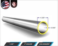 1-3/8 Galvanized Round steel Tube – 16 gauge – 11″ inches long