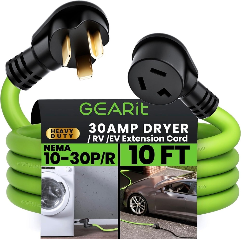30 Amp 10 Feet 3 Prong Dryer Extension Cord NEMA 10-30P to 10-30R STW 10AWG/3…